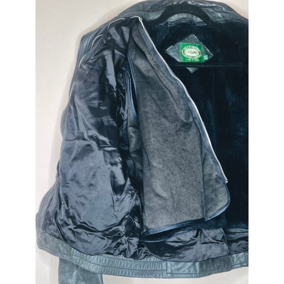 VINTAGE 80s Leather Bomber Jacket Hill and Archer Size 42 - Picture 10 of 12